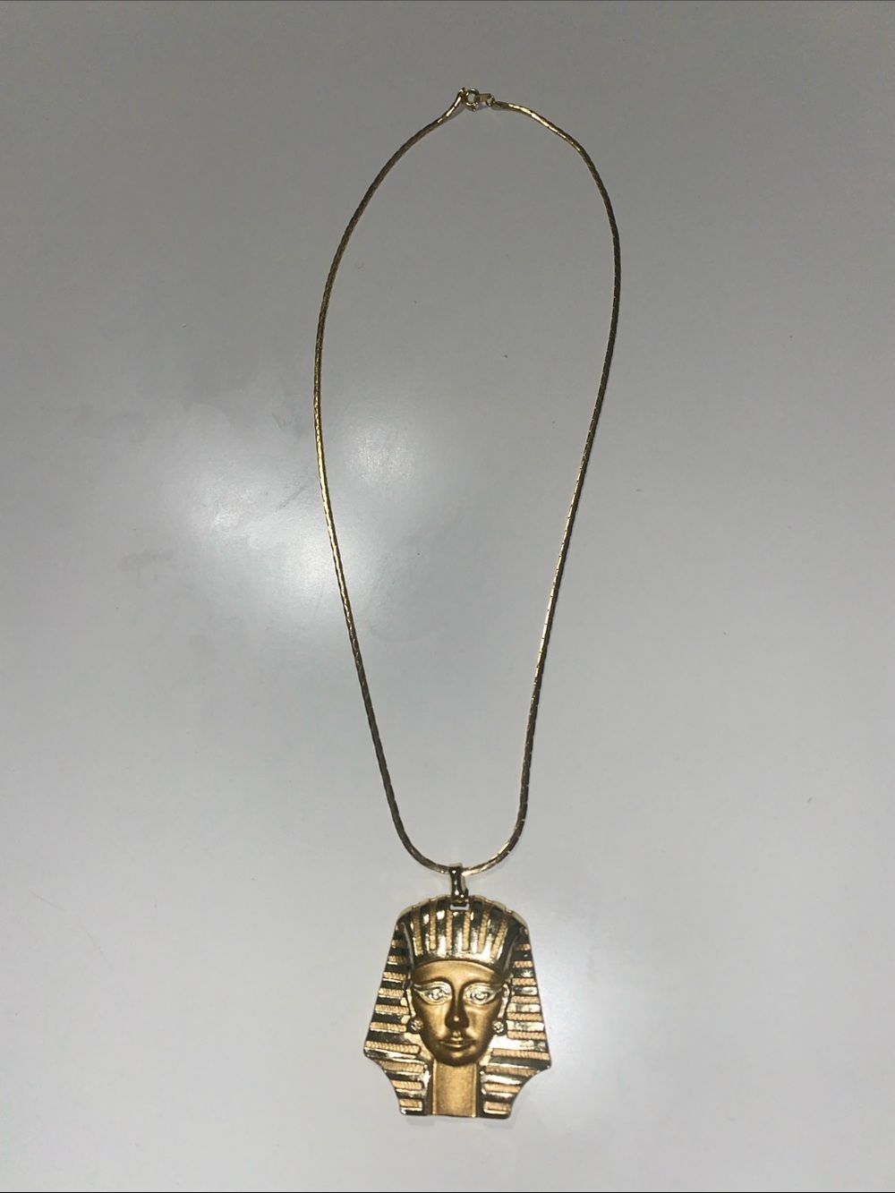Gold Tone Egyptian Pharaoh Pendant Necklace